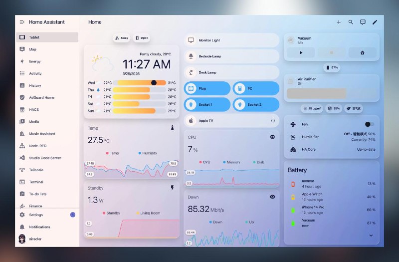 🔖 打造我的「智能家」:使用 Claude Code 轻松使用 Home Assistant - 少数派 #pinboard #homeassistant 我最近测试 HA 的插件也是用它的 MCP 和 API 来调试的,比一年前方便多了 https://sspai.com/post/106992让 Claude Code 改了一版 HA Dashboard UI (🤔,还是不够酷#homeassistant