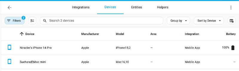 在 Home Assistant 中,电脑/手机启用 APP 的时候,也会将电脑/手机看作是一台设备,然后监控各种设备状态